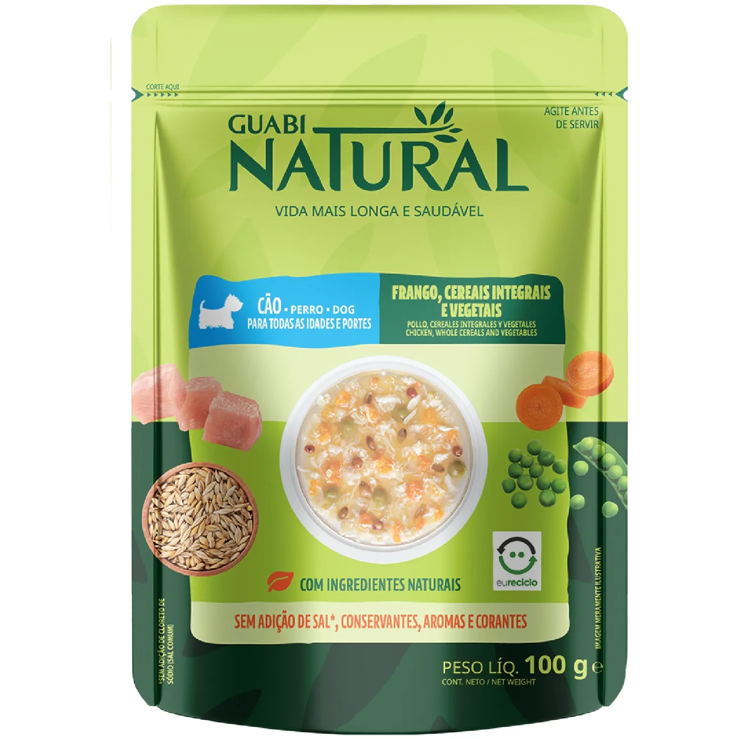 Racao Umida Guabi Natural Caes Adultos Frango e Cereais 1
